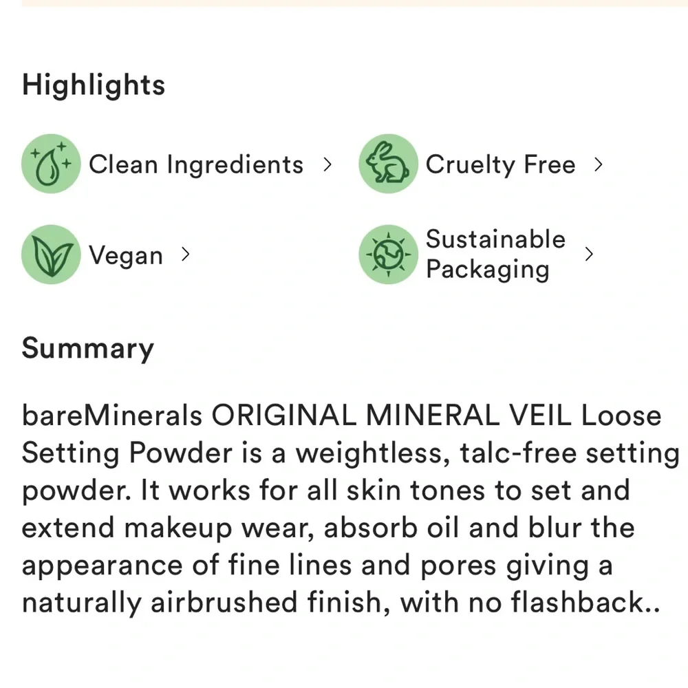 🌿 bareMinerals Original Mineral Veil Setting Powder - Translucent • New